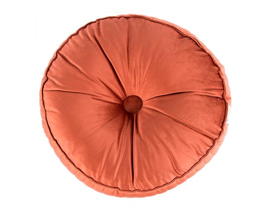 Almofada Botão Redonda em Veludo Lateral Ripado Terracota - 45x12cm, marrom | WestwingNow