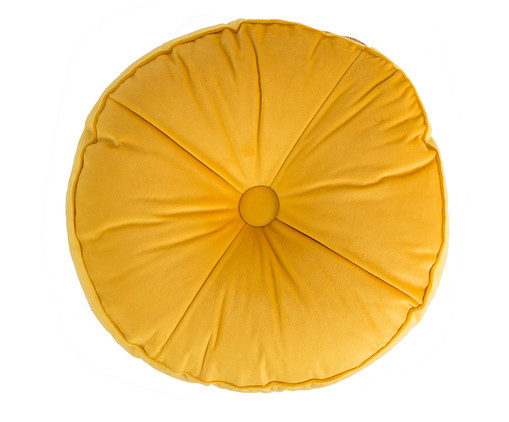 Almofada Botão Redonda em Veludo Dourada - 45x10cm, dourado | WestwingNow