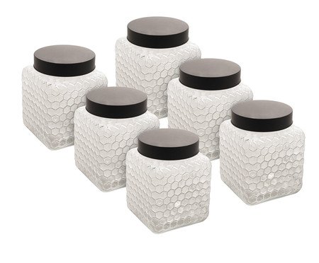 Jogo de Potes Colméia Preto | Westwing