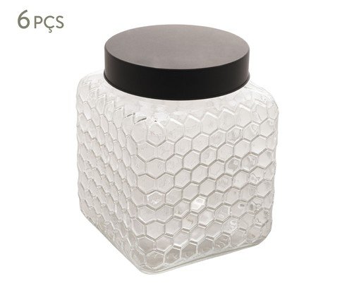 Jogo de Potes Colméia Preto, Transparente | WestwingNow