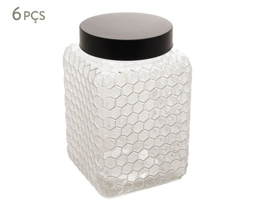 Jogo de Potes Colméia Preto, Transparente | WestwingNow