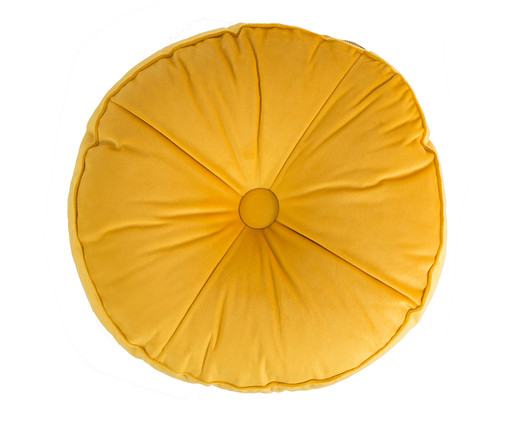 Almofada Botão Redonda em Veludo Lateral Ripado Dourada - 45x12cm, dourado | WestwingNow