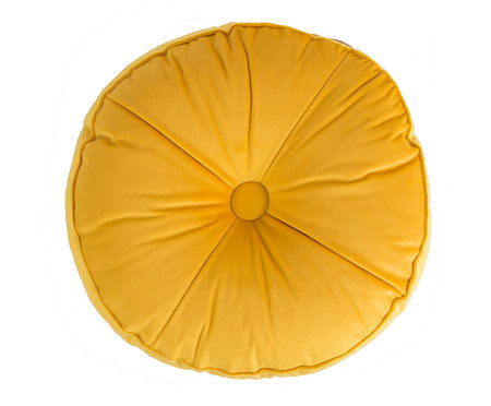 Almofada Botão Redonda em Veludo Lateral Ripado Dourada - 45x12cm | WestwingNow