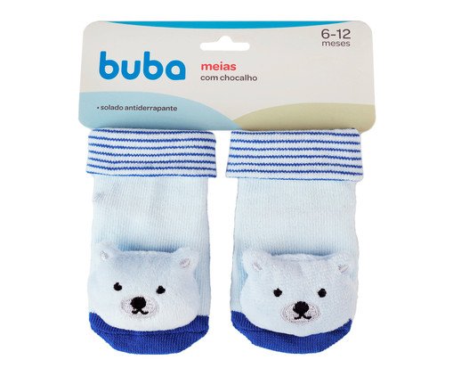 Meia Antiderrapante com Chocalho Urso Azul, Colorido | WestwingNow