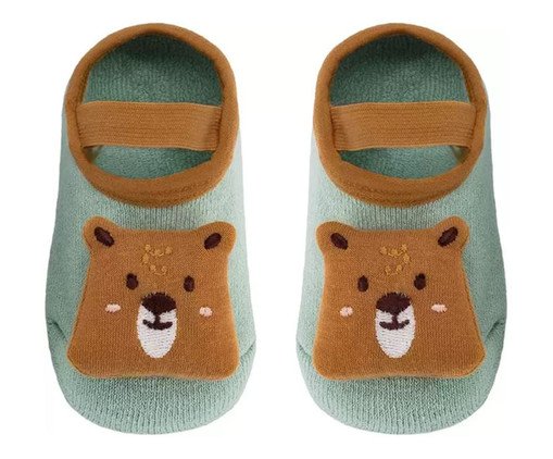 Meia Sapatilha Anti Derrapante com Aplique Urso Colorido, Colorido | WestwingNow