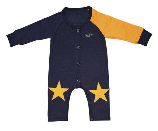 Macacão Raglan Estrela Amerelo e Azul Marinho, Colorido | WestwingNow