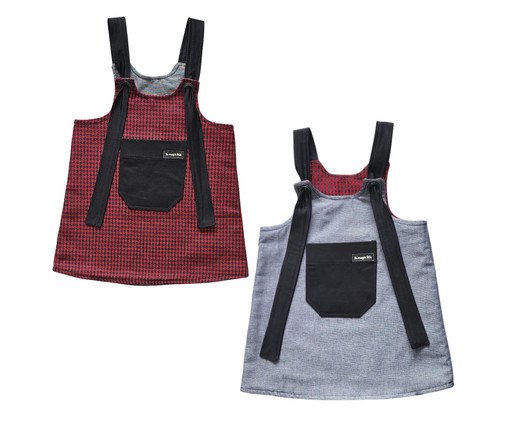 Vestido Dupla Face Pied de Poule Vermelho e Jeans Black, Colorido | WestwingNow