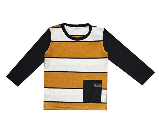 Camiseta Listras Mostarda Preto e Off-White, Colorido | WestwingNow