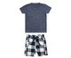 Conjunto Shorts Xadrez e Camiseta Mescla Cinza e Marinho, Colorido | WestwingNow