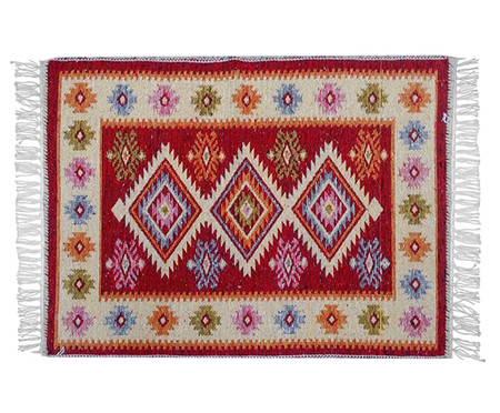 Tapete Indiano Kilim Antep Aly Vermelho