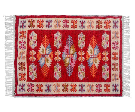 Tapete Indiano Kilim Antep Itubore Vermelho