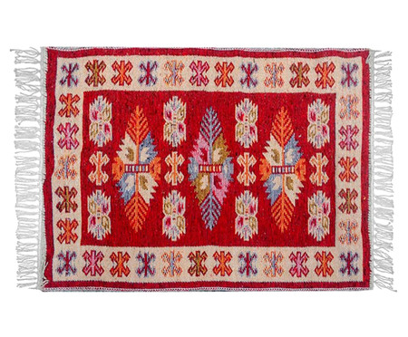 Tapete Indiano Kilim Antep Itubore Vermelho