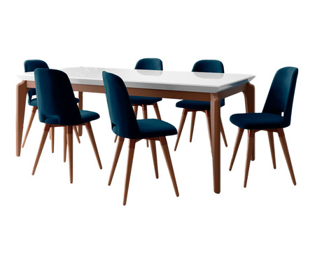 Jogo de Mesa de Jantar Retangular com Cadeiras Selina - 06 Pessoas | WestwingNow