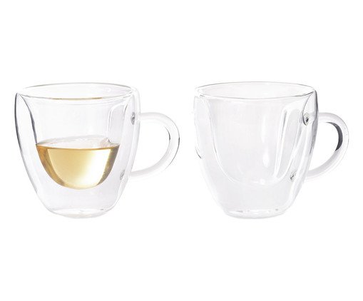 Jogo de Caneca Duplo Coração, Transparente | WestwingNow