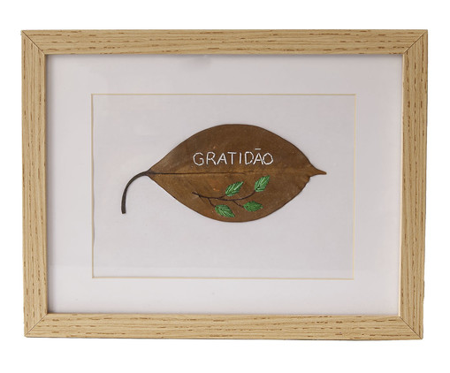 Quadro Folha Bordada Gratidão, Natural | WestwingNow