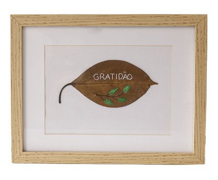 Quadro Folha Bordada Gratidão | Westwing