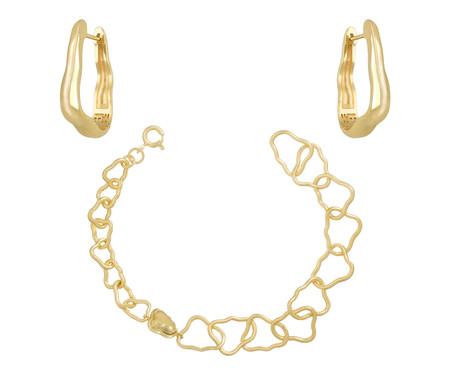 Conjunto Pulseira Claude Rive Vermeil e Argola Claude Rive Vermeil