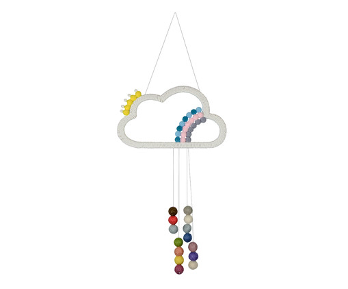 Adorno com Pompom Nuvem Branco - 26X57X2cm, multicolor | WestwingNow