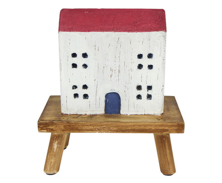 Adorno Casa Telhado Rustico Vermelho - 18X21X10cm