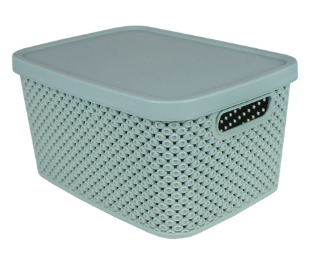 Cesto Organizador com Tampa Amaliji Azul - 24X13X18cm