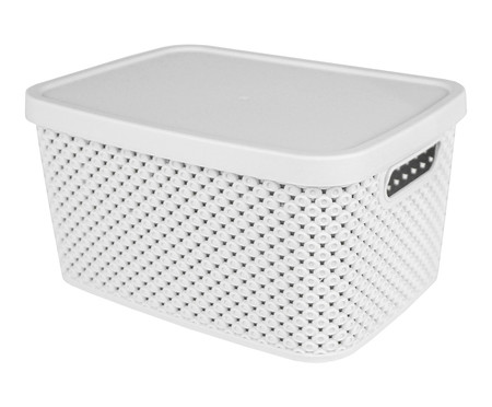 Cesto Organizador com Tampa Branco - 24X13X18cm