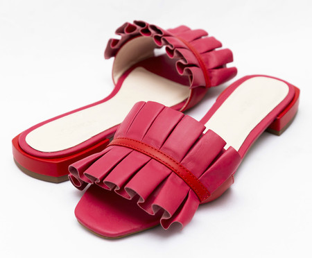 Flat em Couro Germain Rosa Pink e Vermelho | WestwingNow