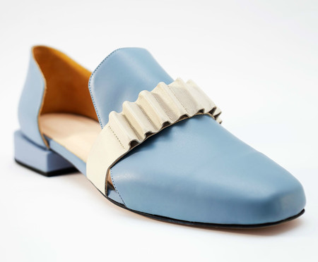 Loafer em Couro Louvre Azul e Off-White | WestwingNow