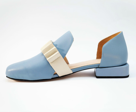 Loafer em Couro Louvre Azul e Off-White | WestwingNow