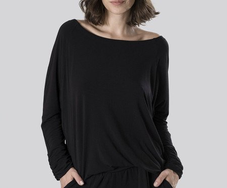 Blusa Manga Longa Bamboo Dias Glorioses Preta | Westwing