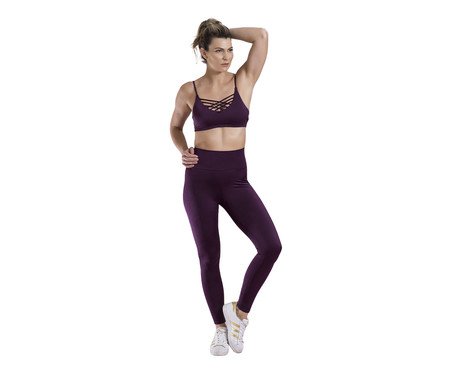 Calça Legging com Entrelaçado Traseiro Beringela | Westwing