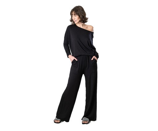 Calça Pantalona Comfy Preta, Colorido | WestwingNow