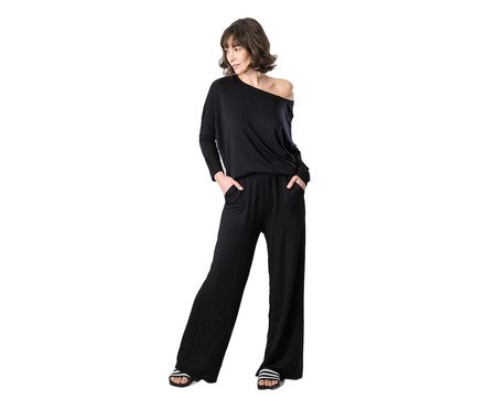 Calça Pantalona Comfy Preta | Westwing