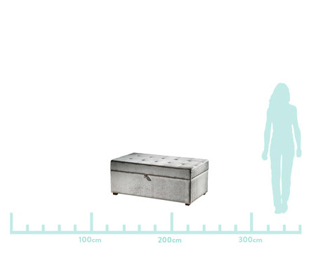 Recamier Baú em Veludo Full Olivia - Prateado | Westwing