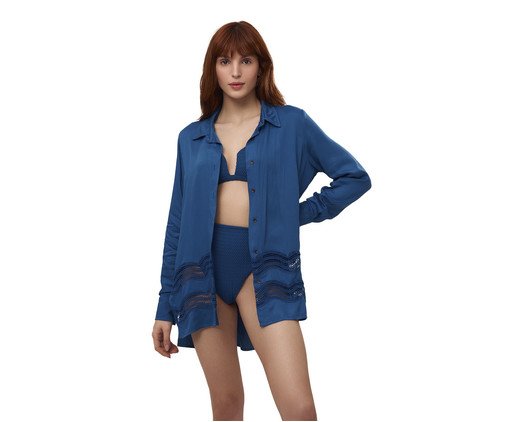 Camisão com Guipuire Ola Azul Capri, Colorido | WestwingNow