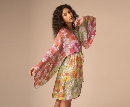 Kimono em Seda Quatro Estações Floral | Westwing