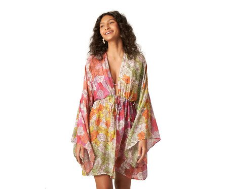 Kimono em Seda Quatro Estações Floral | Westwing