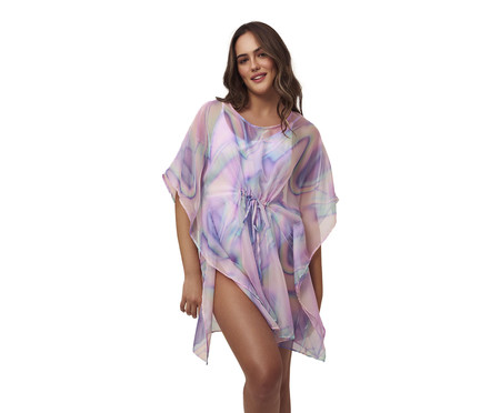 Kaftan Curto em Organza Madrepérola