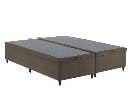 Cama Box Baú em Veludo - Café