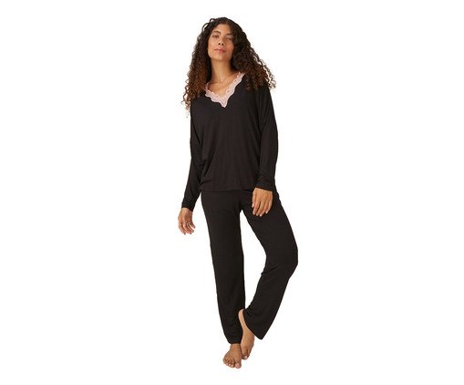 Pijama Sweet Longo com Renda Preta, Colorido | WestwingNow