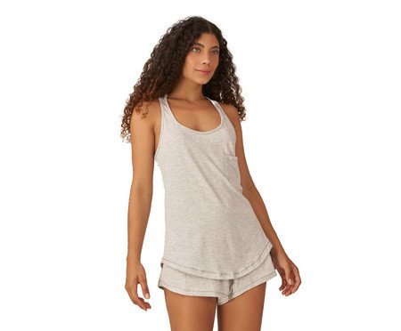 Pijama Curto I Love Love Cinza Mescla