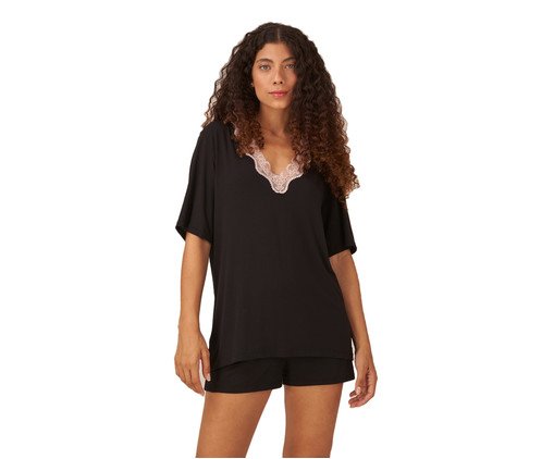 Pijama Sweet Curto com Renda Sweet Preta, Colorido | WestwingNow