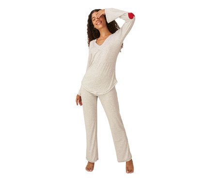 Pijama Longo I Love Love Cinza Mescla | Westwing