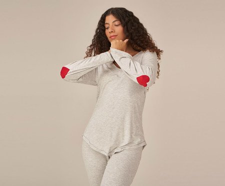 Pijama Longo I Love Love Cinza Mescla | Westwing
