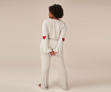 Pijama Longo I Love Love Cinza Mescla | Westwing