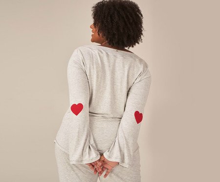 Pijama Longo I Love Love Cinza Mescla | Westwing