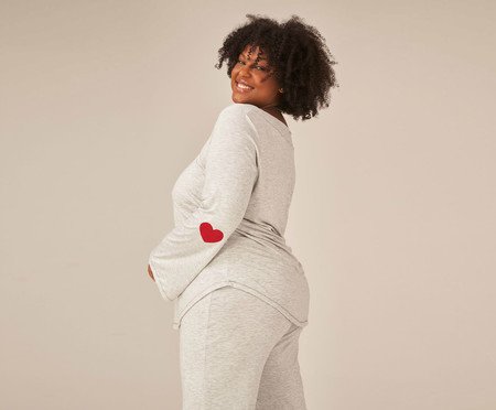 Pijama Longo I Love Love Cinza Mescla | Westwing