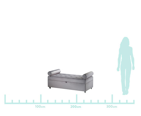Recamier Baú em Veludo Kermit - Cinza Claro | WestwingNow