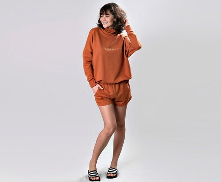 Shorts Moletom Sunday Gaia Marrom | Westwing