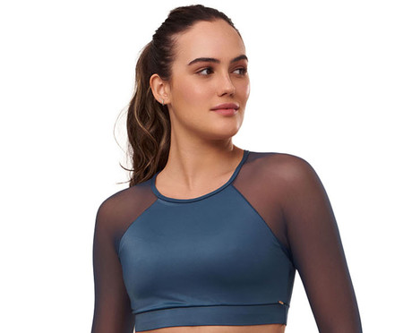 Top Manga Longa Athletic Azul