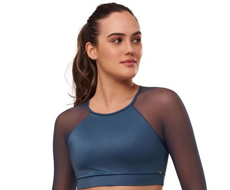 Top Manga Longa Athletic Azul | Westwing